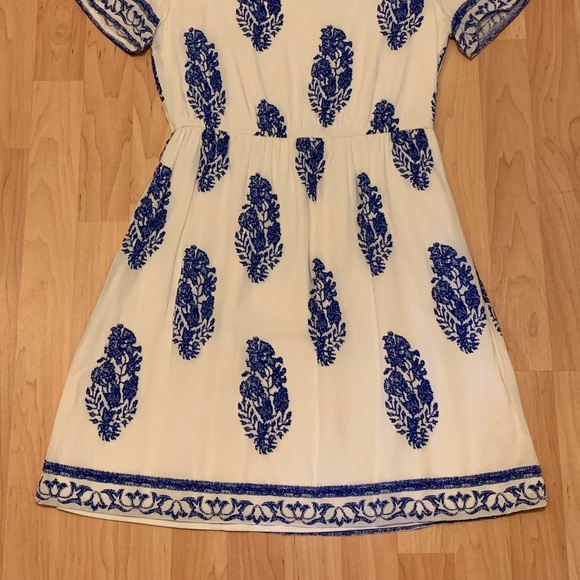 Tea & Cup Blue White Elastic Waist Dress - Picture 2 of 7